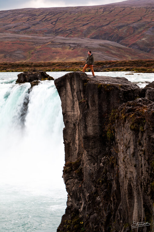 Overlooking the waterfall